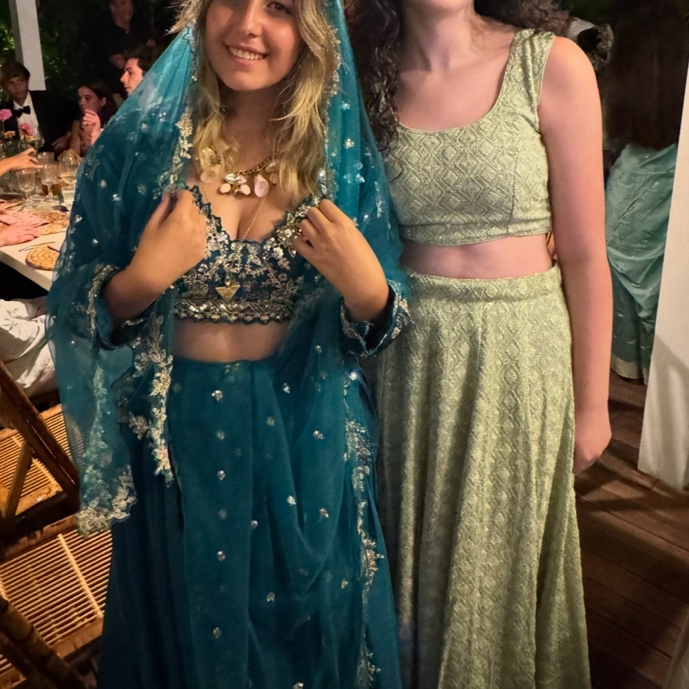 Chic Mint Green Embroidered Lehenga Choli Set